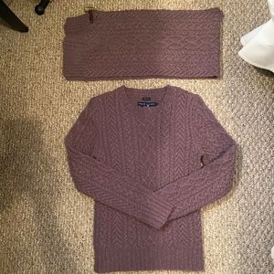 Ralph Lauren_ Aran cable knit sweater with matching scarf Size L